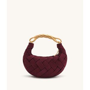 JW Pei Orla Weave Handbag in Claret With Gold Handle